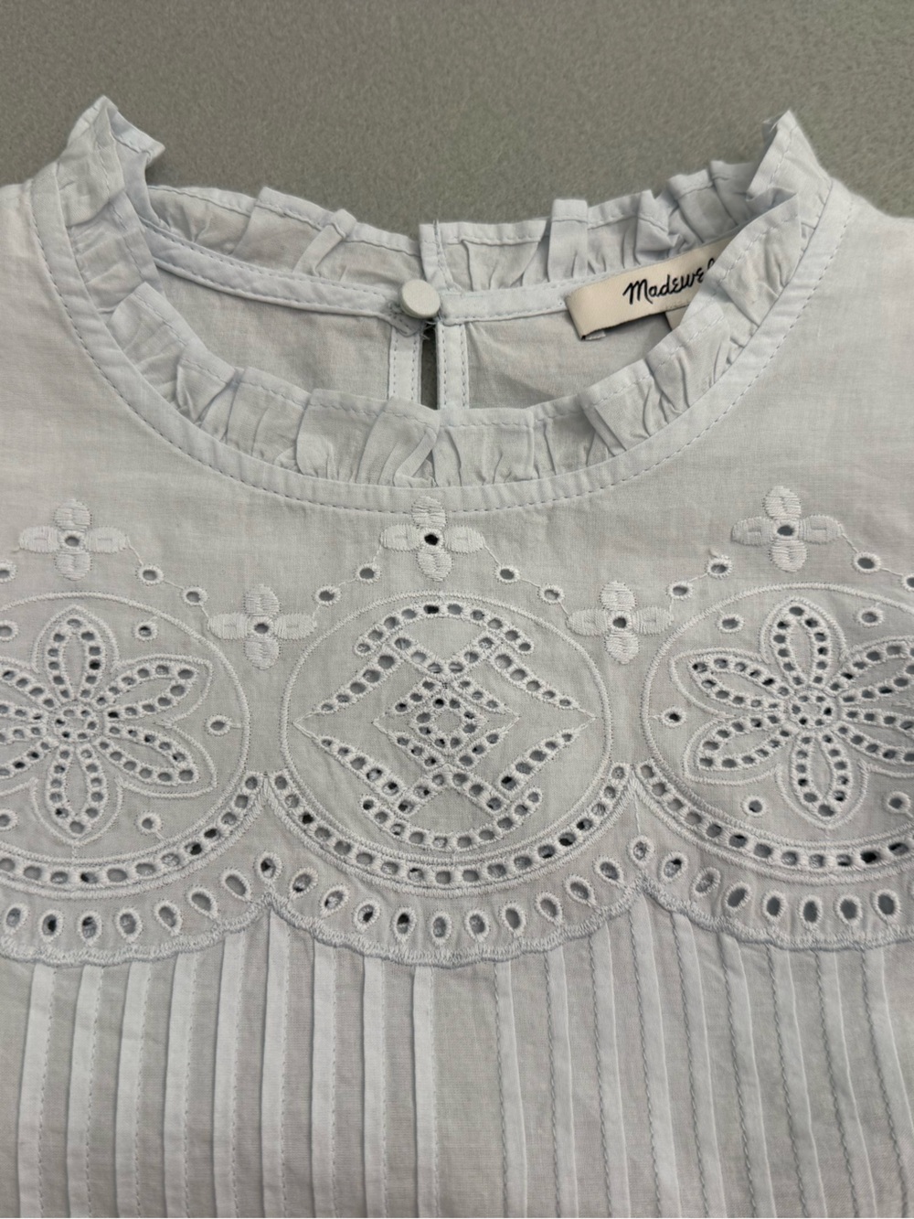Madewell Very Light Blue Eyelet Peasant Blouse Size XS - Picture 12 of 12